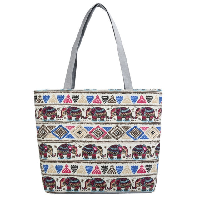 Women's Ethnic Style Printed Canvas Handbag | Monee Patrice Elite Handbag and Accessory Collection.