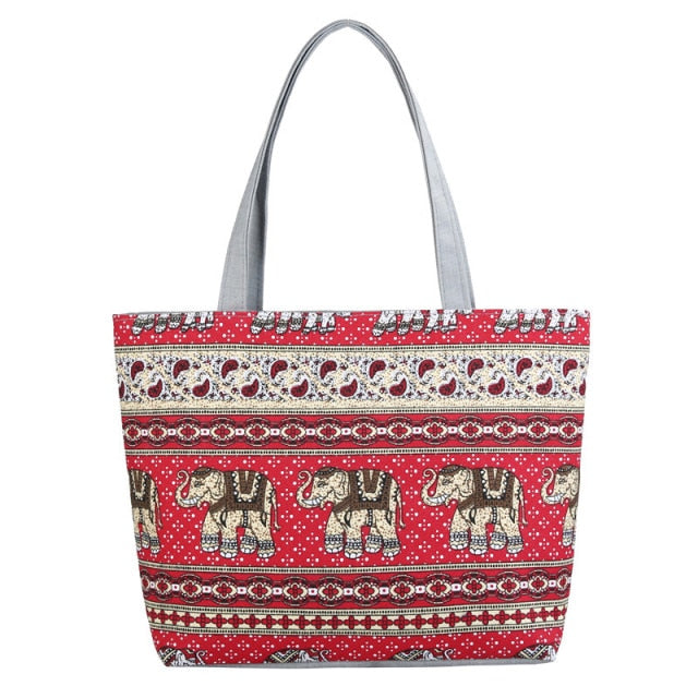 Women's Ethnic Style Printed Canvas Handbag | Monee Patrice Elite Handbag and Accessory Collection.